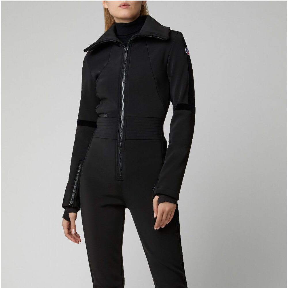 Fusalp Black Moto Turtleneck High-neck Stirrup Fitted Ski Suit Cordova Goldbergh